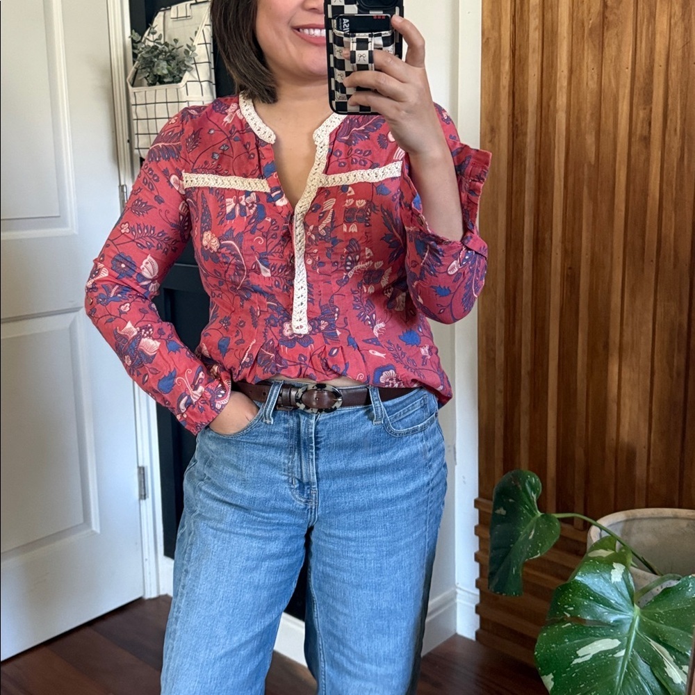Anthropologie x maeve Abella Pin-tuck Butterfly Blouse. Size 4